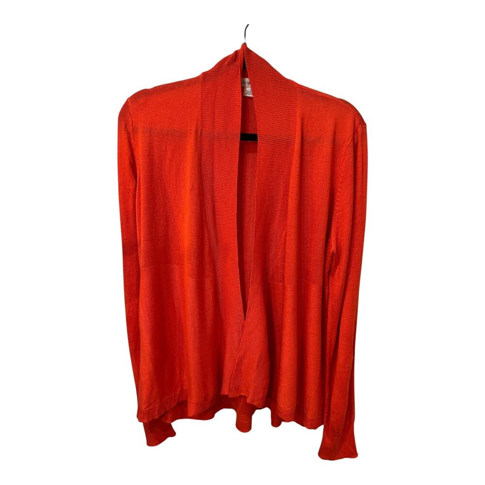 Liz Claiborne Orange Acrylic Rayon Light Open Long Front Cardigan Size Large